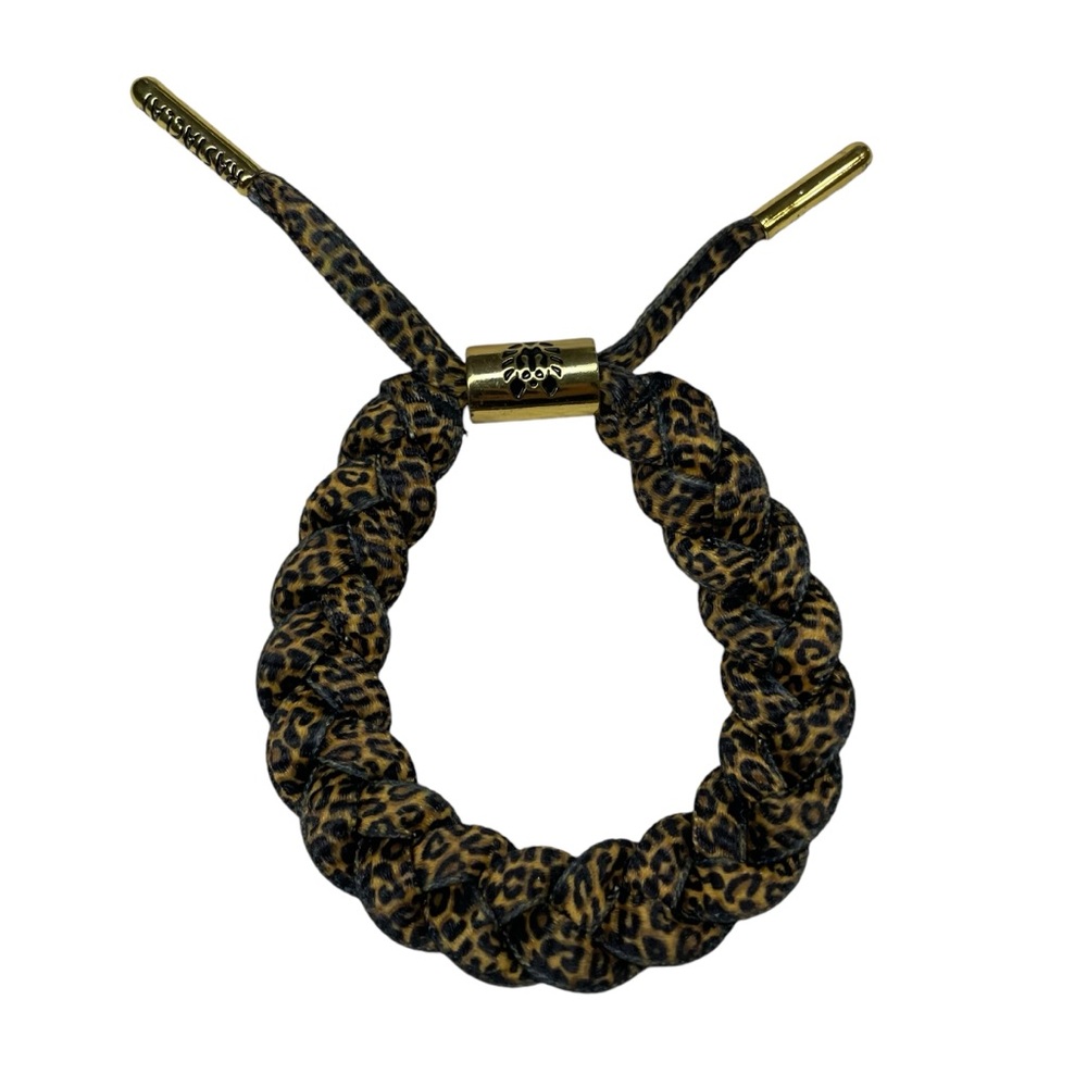 Rastaclat Leopard Cheetah Braided Shoelace Bracelet with Gold accents Unisex